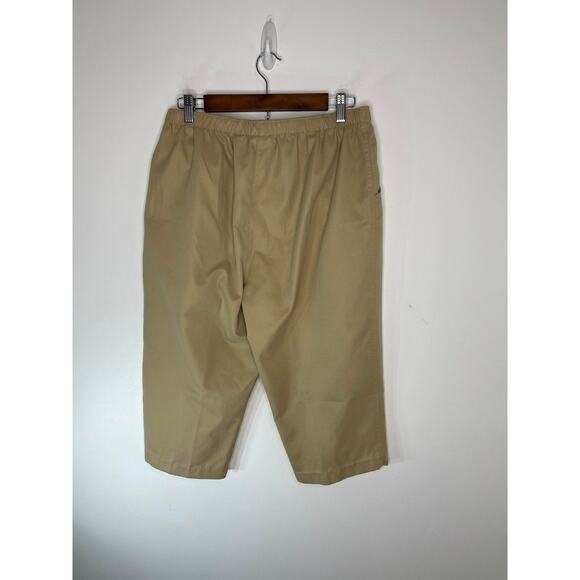 Kim Rogers khaki cropped capri gauchos pants women's petite 14 light weight - Picture 10 of 14